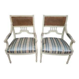 Louis XVI Cane Armchairs, 1880s For Sale