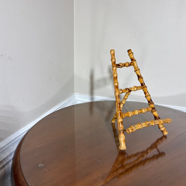 Boho Chic Vintage Scorched Bamboo Table Easel For Sale - Image 3 of 6
