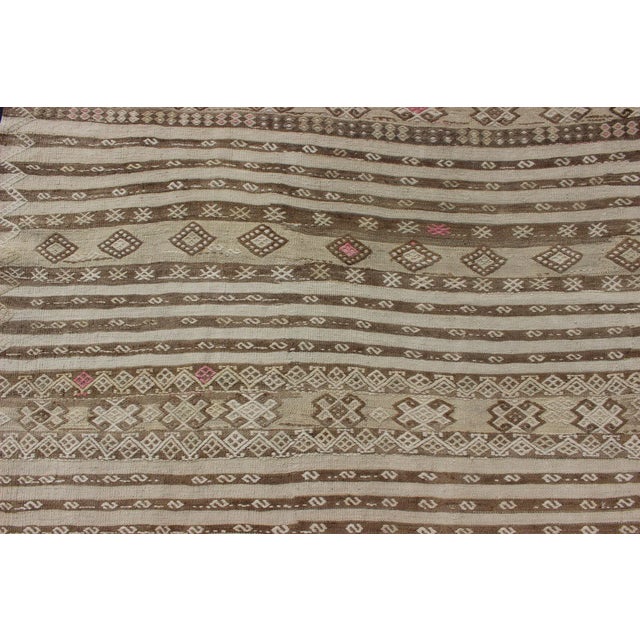 Tan Vintage Turkish Kilim With Soft Taupe, Ivory, and Faded Pink Tribal Motifs For Sale - Image 8 of 13
