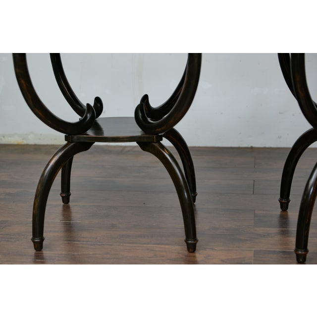 Black English Midcentury Period Dark Lacquered Side Tables with Neoclassical Accents For Sale - Image 8 of 12