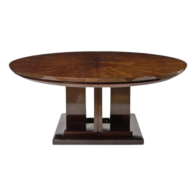 Art Deco Style, Sunburst Mahogany, Lacquer, Dining Table, Center Table, 20th C. For Sale