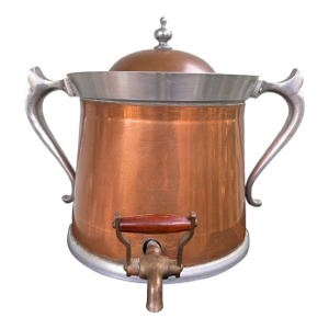 Vintage Copper Hot Water Dispenser With Working Brass Spigot and Domed Lid