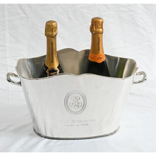 Metal Silver Plat Champagne Bucket For Sale - Image 7 of 7