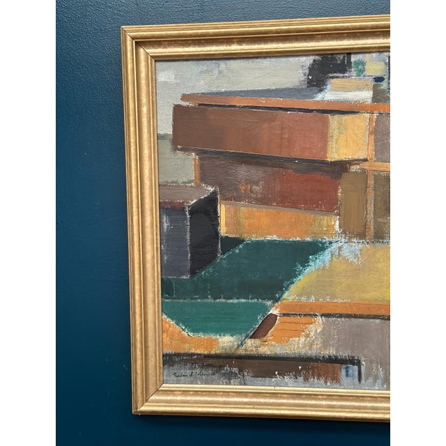 Gustav Adolf Johansson, Cubist Rooftops, 1950s, Oil on Canvas, Framed For Sale - Image 18 of 18