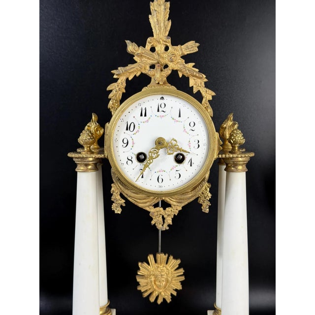 Antique French Mantel Clock Set in Gilt Bronze, 1800s, Set of 3 For Sale - Image 3 of 18