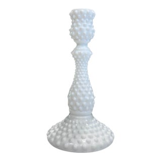 1920s Antique Hobnail Milk Glass Candle Holder For Sale