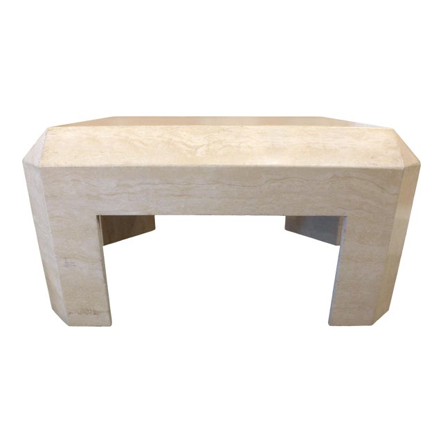 1970s Postmodern Travertine Coffee Table For Sale