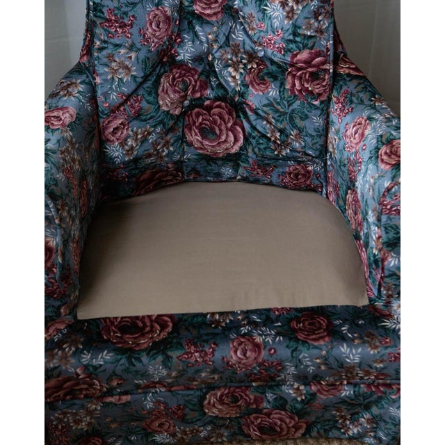 Pair of Vintage Tufted Floral Velvet High Back Chairs For Sale - Image 11 of 13