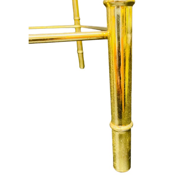 1970's Brass Faux Bamboo Nesting Tables With Glass a Set of 3 For Sale - Image 10 of 12