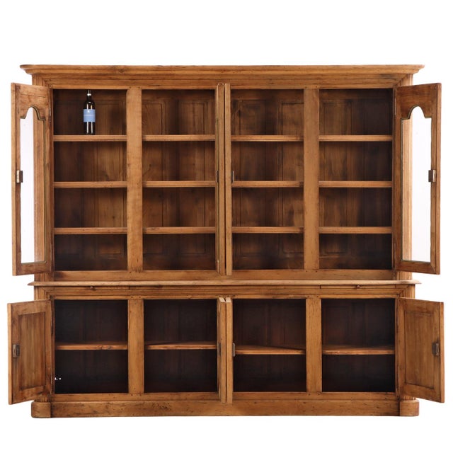 Wood Belgian Oak Two-Piece Breakfront Cabinet, C. 1940 For Sale - Image 7 of 9