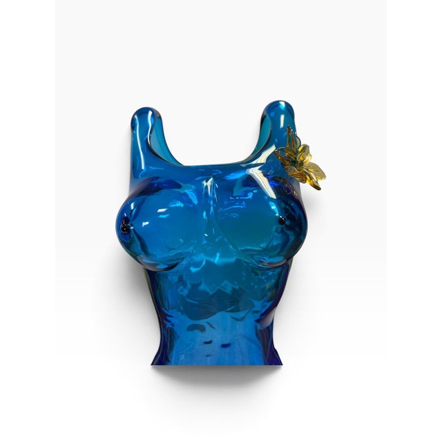 Blue 32" Alexis Silk Hand-Blown Glass Female Torso Sculpture "Sensation in Bloom" - 2021 For Sale - Image 8 of 11