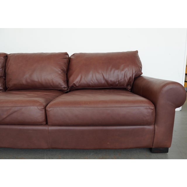 Pottery Barn Turner Roll Arm Leather Sofa For Sale - Image 9 of 15