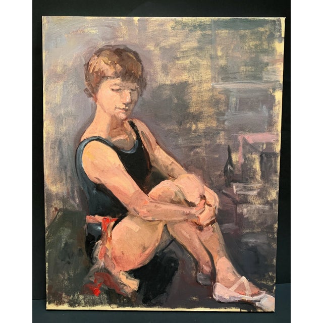 Gray Vintage Original Painting of a Ballet Dancer For Sale - Image 8 of 8