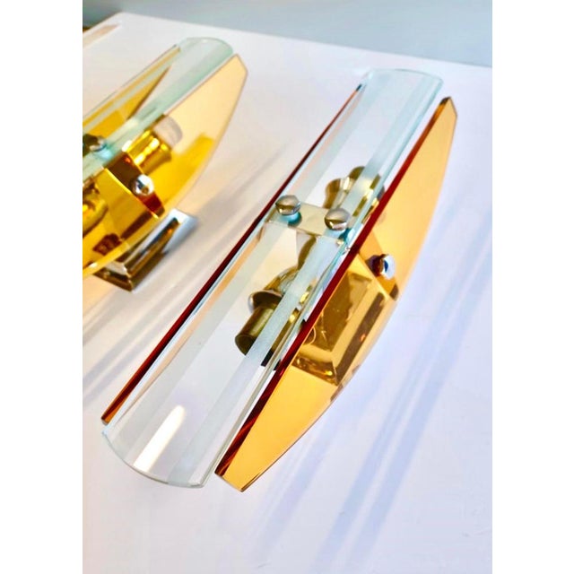 1960s Vintage Wall Lights in Orange Glass from Veca, 1960, Set of 2 For Sale - Image 5 of 8