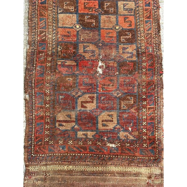 Nice late 19th century Turkmen bag face rug with beautiful tribal and geometrical design with stylized symbols and nice...