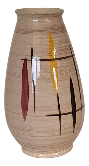 Mid-Century German Ceramic Vase with Handcrafted Underglaze Decoration, 1960s