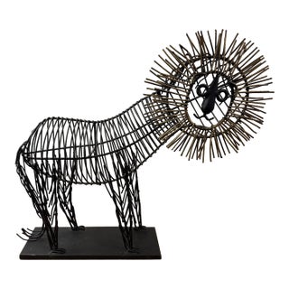 Large Wire Mid Century Wire Lion Sculpture For Sale