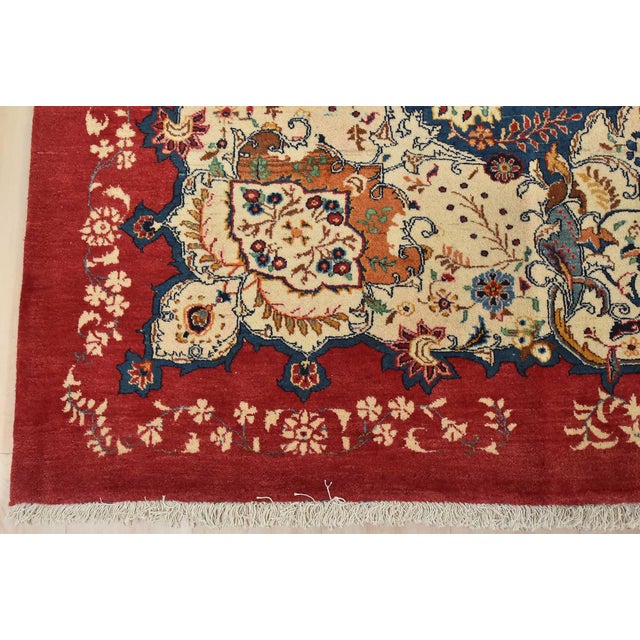 Kashan Rug 9’11” X 13′ Red Wool Vintage Traditional Hand-Knotted Carpet For Sale - Image 12 of 15