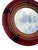 Late 20th Century Vintage Red & Tan Leather Round Wall Mirror Sculptural Accent 36” For Sale - Image 5 of 6