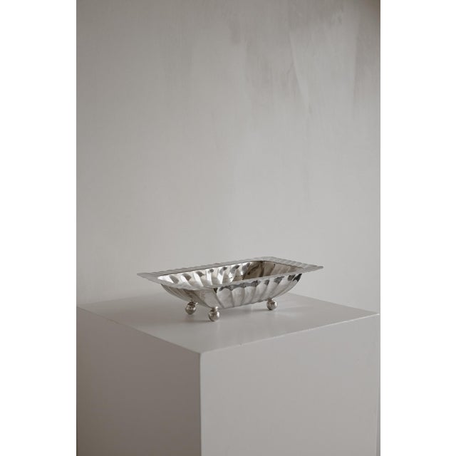 Vintage Silver-Plated Fluted Dish For Sale - Image 10 of 10
