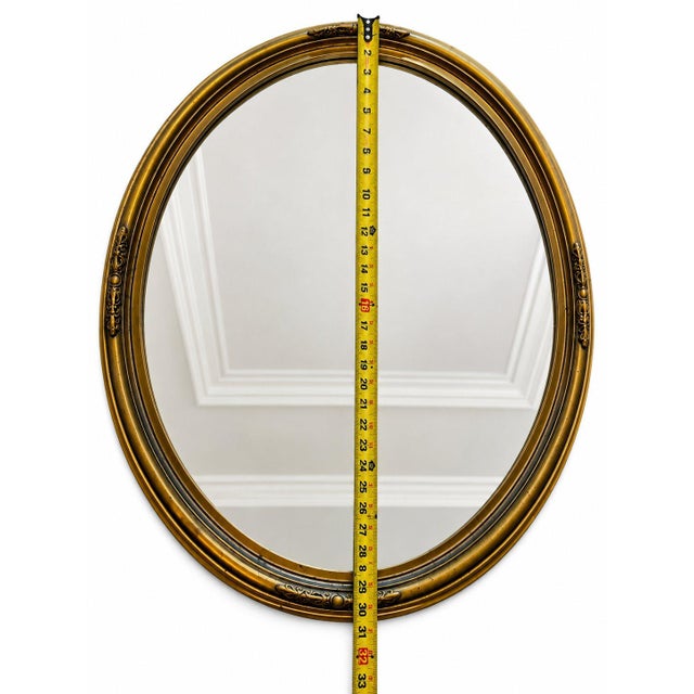 Hollywood Regency Uttermost Oval Wall Mirror Gold Tone Ornate Frame Hollywood Regency 30x24 For Sale - Image 3 of 7