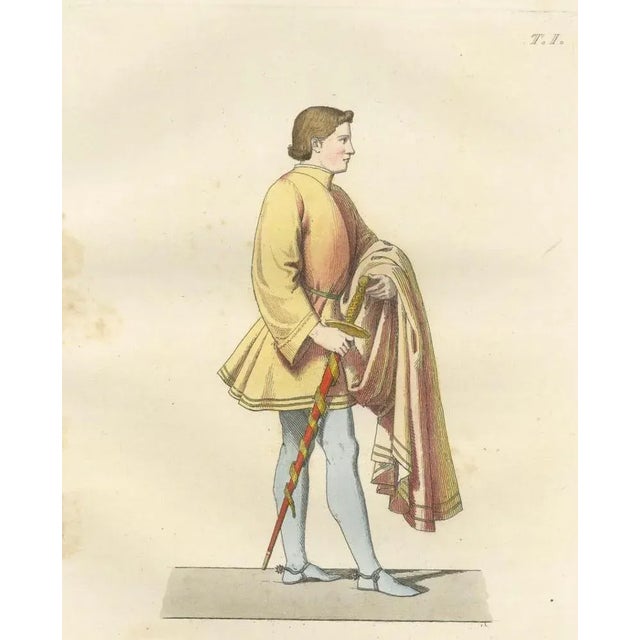 Mid 19th Century Mercuri, Royal and Noble Costume Prints: D'Anjou, Military Attire, Young Squire, 1845, Prints, Set of 3 For Sale - Image 5 of 10