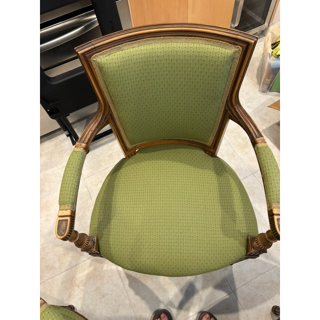 Mid 20th Century Three Carved Frame Upholstered Dining Arm Chairs For Sale - Image 4 of 18