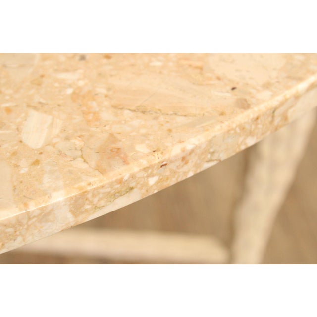 Late 20th Century Faux Bois Carved Wood & Marble Top Round Accent Table For Sale In Philadelphia - Image 6 of 18