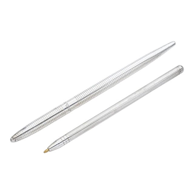 1990s Tiffany & Co Estate Pen Set 1 Pen With Missing Cover Silver, 2 Pieces For Sale