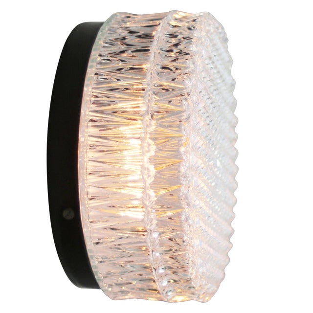 Mid-Century Round Textured Glass Flush Mount For Sale - Image 9 of 14