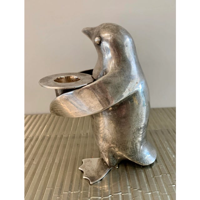Figurative Restoration Hardware Metal Penguin Candle Holder For Sale - Image 3 of 6