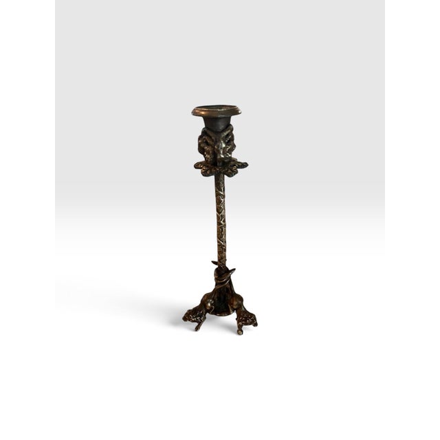 1970s Vintage Arthur Court Candle Opera Figural Lion & Serpent Candlestick, 12.5” For Sale - Image 5 of 12