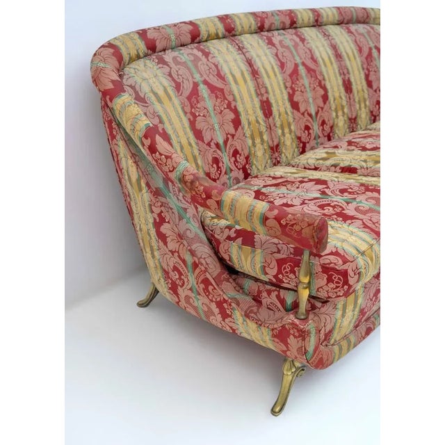 French Art Deco Style Brass and Fabric Sofa, 1950s For Sale - Image 6 of 10