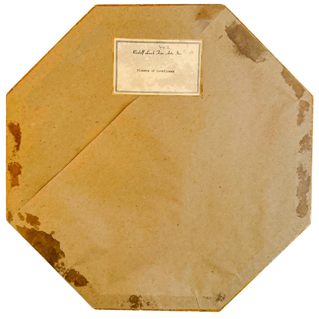 Wood Vintage Rudolf Lesch "Flowers of Loveliness" Octagonal Framed Lithographs - A Pair For Sale - Image 7 of 8