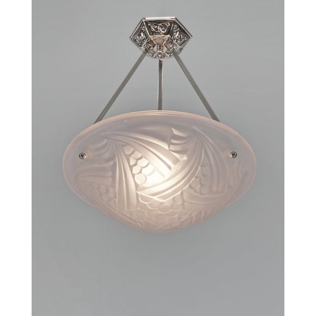 Art Deco French Art Deco Pendant Light by Degue 1930 France For Sale - Image 3 of 11