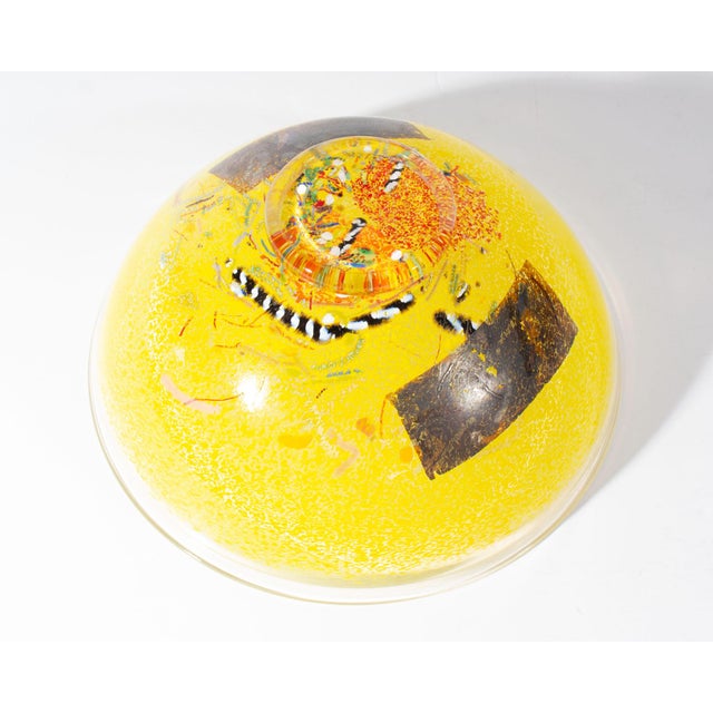 Kosta Boda Bertil Vallien Kosta Boda “Satellite” Yellow Glass Bowl For Sale - Image 4 of 8