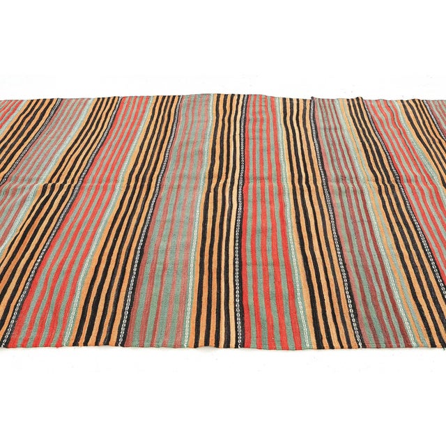 Mid 20th Century Vintage Striped Turkish Kilim Rug For Sale - Image 4 of 7