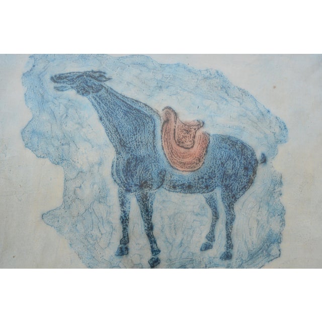 Asian Vintage Mid Century Stone Rubbing Horse Painting For Sale - Image 3 of 5