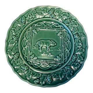 Vintage Bordallo Pinheiro Majolica Pig Plate For Sale