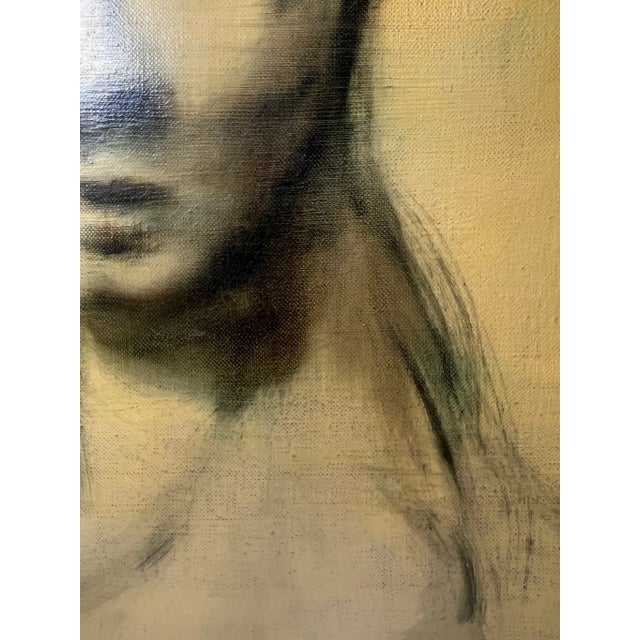 Stunning Mid Century Original Painting of Woman For Sale - Image 4 of 7