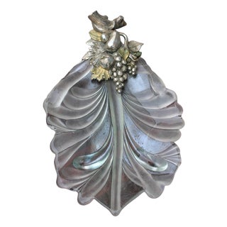 Large Crystal and Silver-Plated Metal Tray, 1970s For Sale