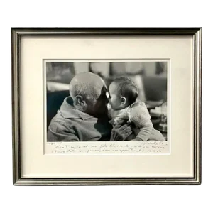 Lucien Clergue, Silver Gelatin Photograph Hand Signed Photo Pablo Picasso w Baby Lucien Clergue, 1967
