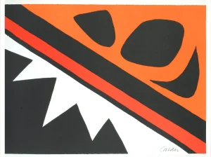 1974 Alexander Calder 'La Grenouille Et La Scie' Surrealism Orange,Black Usa Lithograph