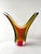 Joe Nielander double mouth glass sculpture. 2003, thick cased blown glass in red, yellow and black lip wraps, unusual...