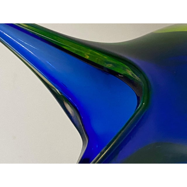 Glass Vintage Italian Cobalt Murano Sommerso Glass Flower Shape Vase, 1960s For Sale - Image 7 of 9