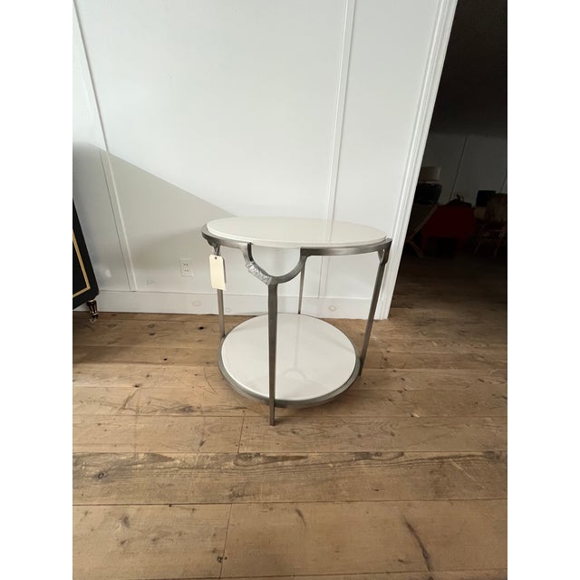 Early 21st Century Bernhardt Morello Faux Marble & Steel Side Table For Sale - Image 5 of 6