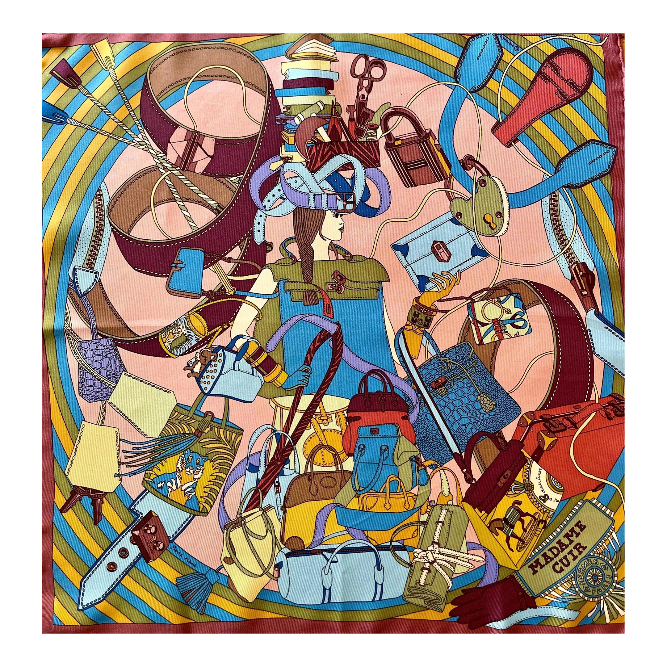 HERMES Madame スカーフ Hermès « Madame Cuir » Silk Scarf 2011 | Chairish