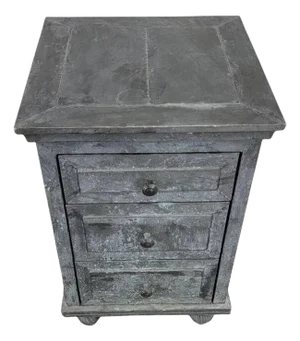 Restoration Hardware Rustic Industrial Zinc Wrapped 3 Drawer Side Chest