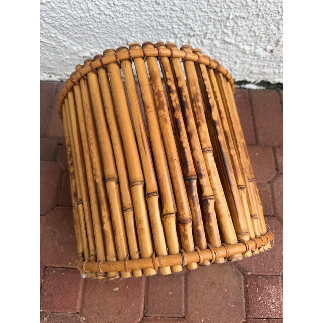 Vintage tortoise bamboo pencil Reed rattan planter.