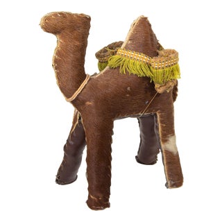 Vintage Hand Stitched Stuffed Leather Camel Toy For Sale